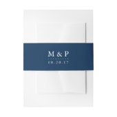 Classic Navy and White Wedding Monogram Invitation Belly Band (Front Example)