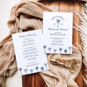 Classic Navy Beach Bachelorette Weekend Itinerary Invitation