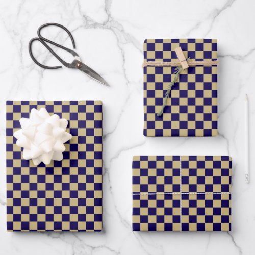 Classic Navy Beige Plaid  Wrapping Paper Sheets