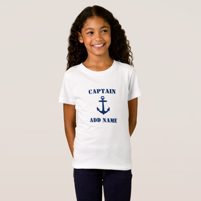 Classic Navy Blue Anchor & Name/Rank T-Shirt (Front Full)