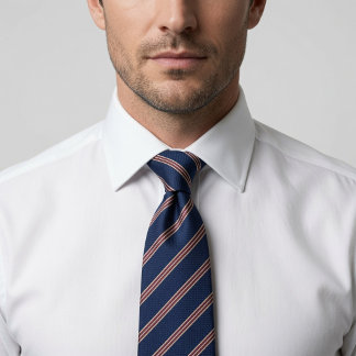 Classic Navy Blue and Red Striped Prep Neck Tie