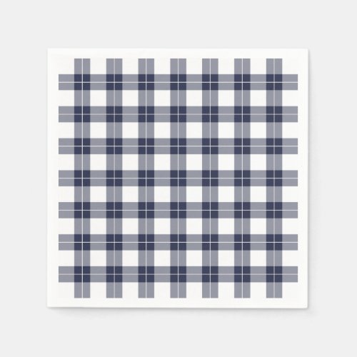 Classic Navy Blue and White Plaid Pattern Napkins