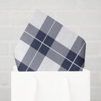 Classic Navy Blue and White Plaid Pattern Tissue Paper