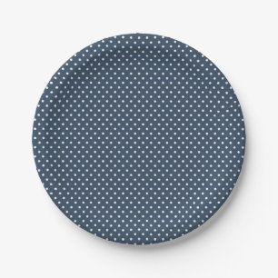 Classic Navy Blue and White Polka Dot Plates