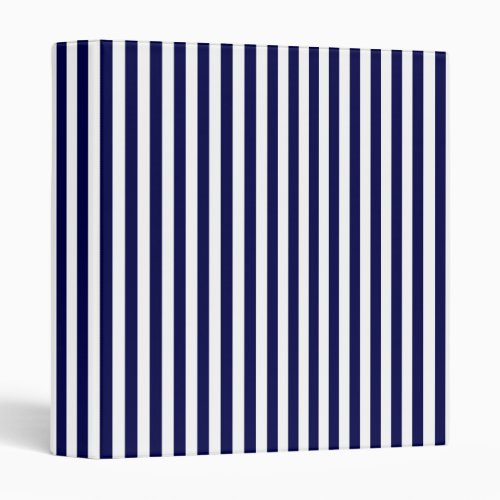 Classic Navy Blue and White Stripe Pattern Binder