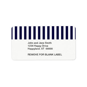 Classic Navy Blue and White Stripe Pattern Label