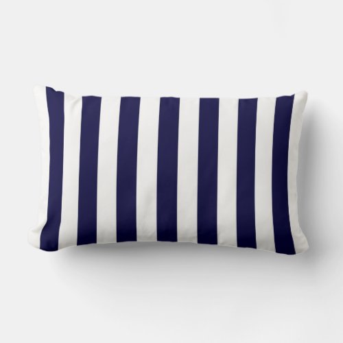 Classic Navy Blue and White Stripe Pattern Lumbar Pillow