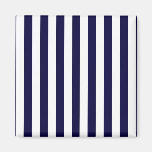 Classic Navy Blue and White Stripe Pattern Magnet