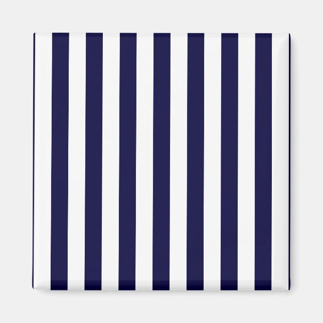 Classic Navy Blue and White Stripe Pattern Magnet (Front)