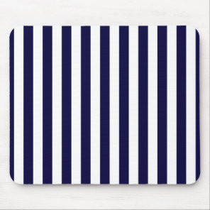 Classic Navy Blue and White Stripe Pattern Mouse Pad