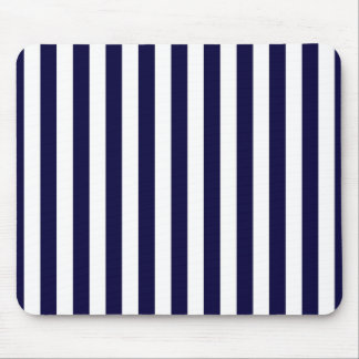 Classic Navy Blue and White Stripe Pattern Mouse Pad