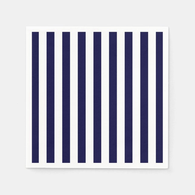 Classic Navy Blue and White Stripe Pattern Napkins (Front)