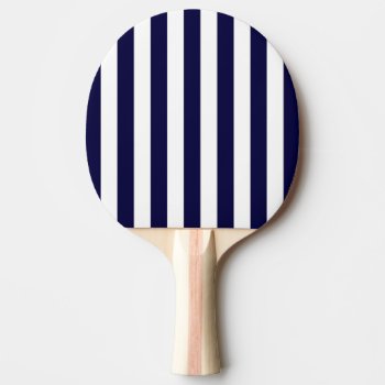 Classic Navy Blue And White Stripe Pattern Ping Pong Paddle by FantabulousPatterns at Zazzle
