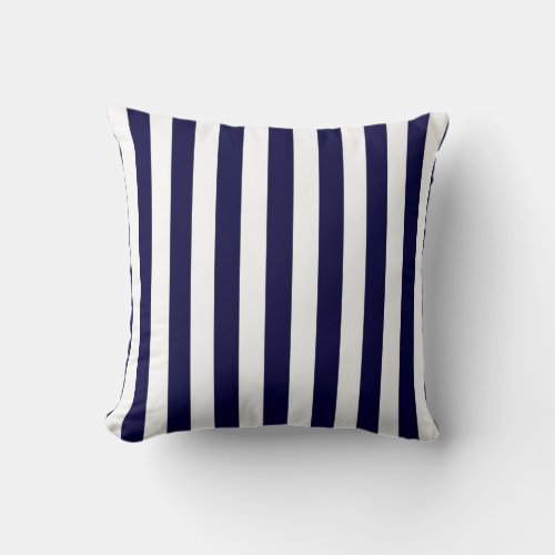 Classic Navy Blue and White Stripe Pattern Throw Pillow