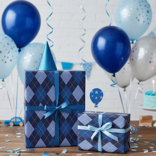 Classic Navy Blue Argyle Diamonds Wrapping Paper