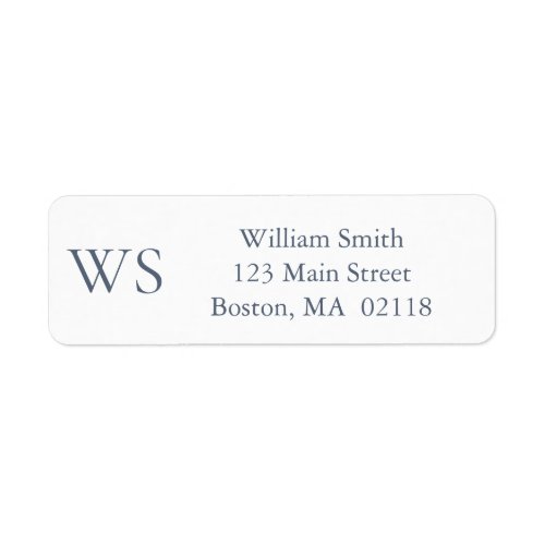 Classic Navy Blue Bar Monogram Return Address  Label
