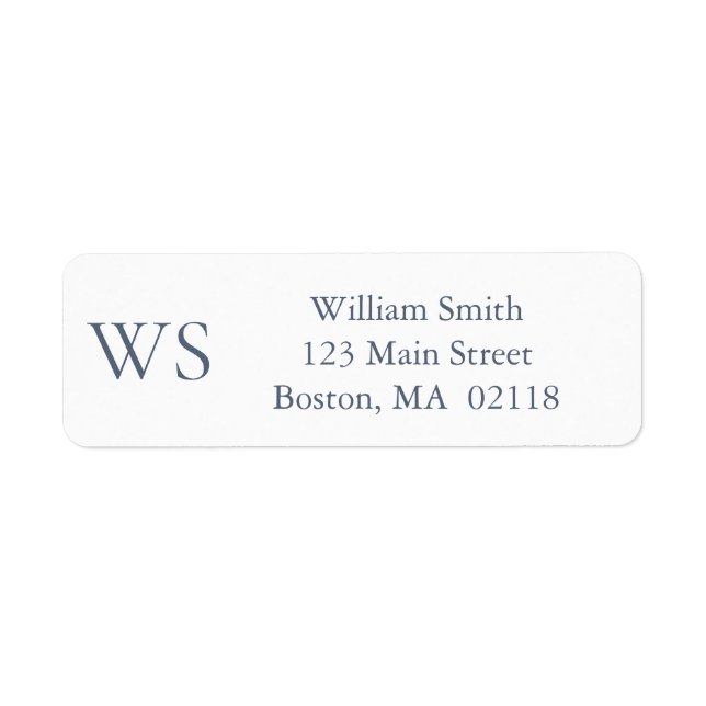 Classic Navy Blue Bar Monogram Return Address  Label (Front)