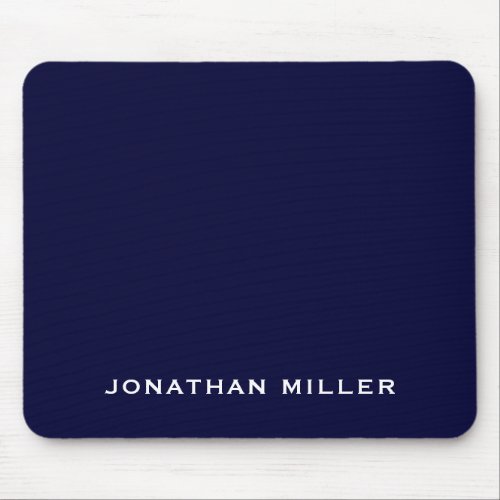 Classic Navy Blue Block Typography Personalized Mouse Pad