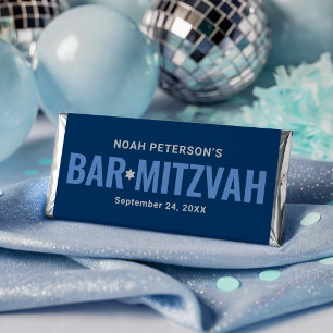 Classic Navy Blue Boys Mitzvah Chocolate Hershey Bar Favors