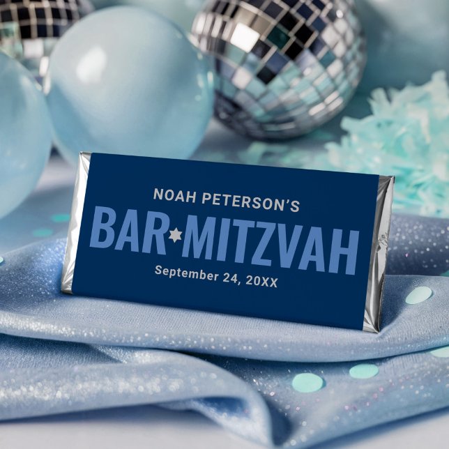 Classic Navy Blue Boys Mitzvah Chocolate Hershey Bar Favors (Creator Uploaded)