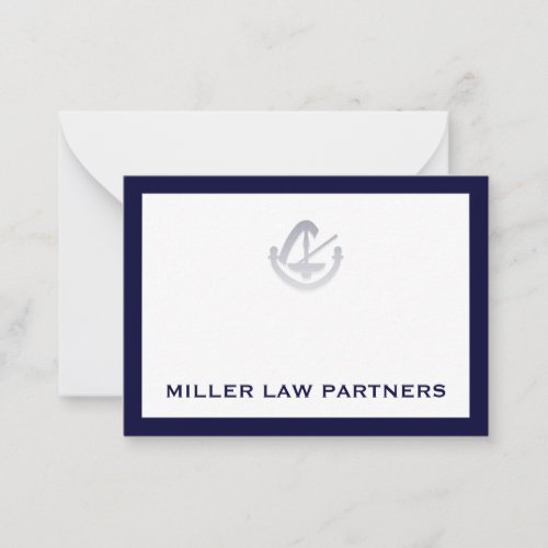 Classic Navy Blue Branded Note Card