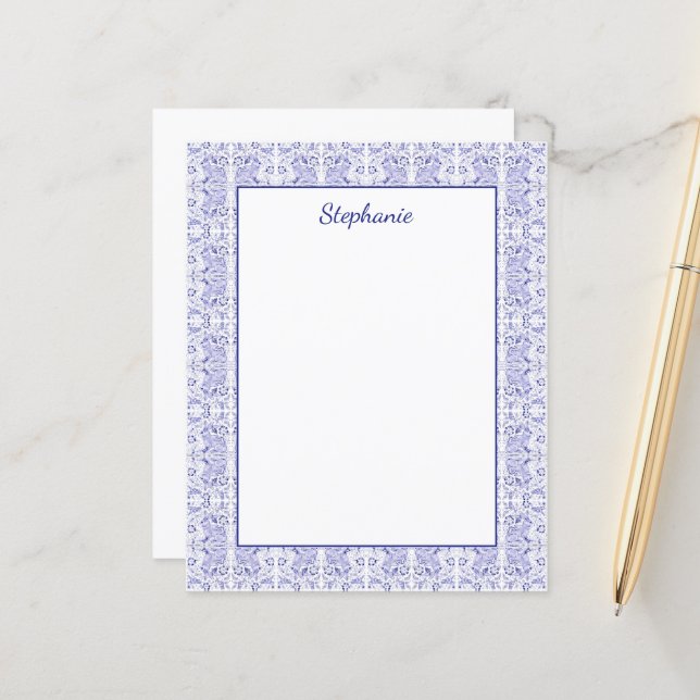 Classic Navy Blue Bunny Rabbit Birds Personalized (Front/Back In Situ)