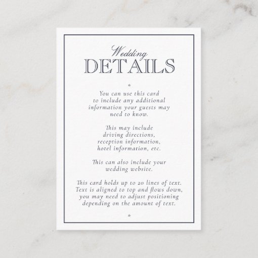 Classic Navy Blue Calligraphy Monogram Wedding Enc Enclosure Card | Zazzle