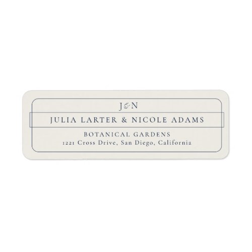 Classic Navy Blue Calligraphy Return Address Label