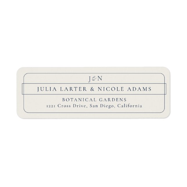 Classic Navy Blue Calligraphy Return Address Label (Front)
