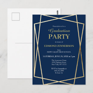 Classic Navy Blue Class of 2025 Graduation Postcard