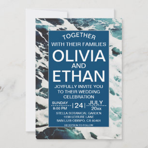 Classic navy blue coastal Wedding Invitation