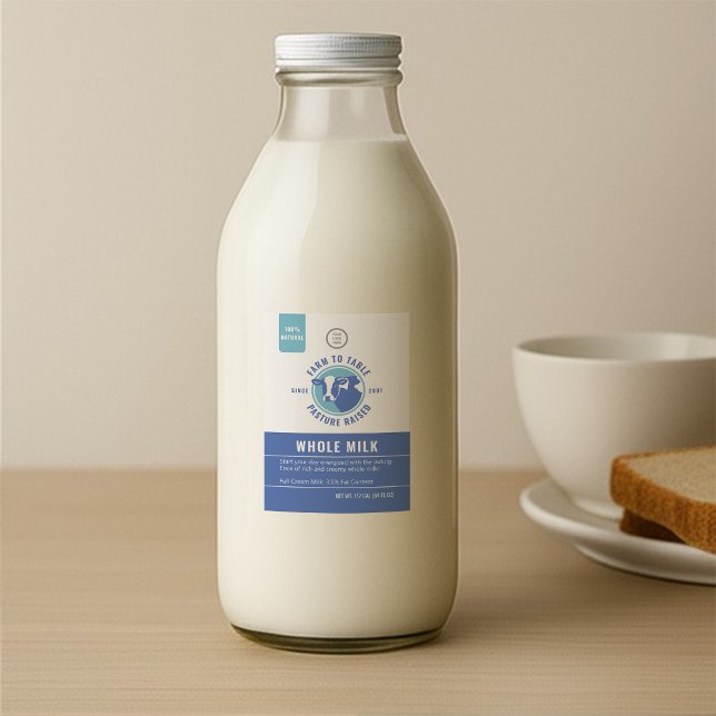 Classic Navy Blue Dairy Cow Head Logo Milk Label (Creator Uploaded)