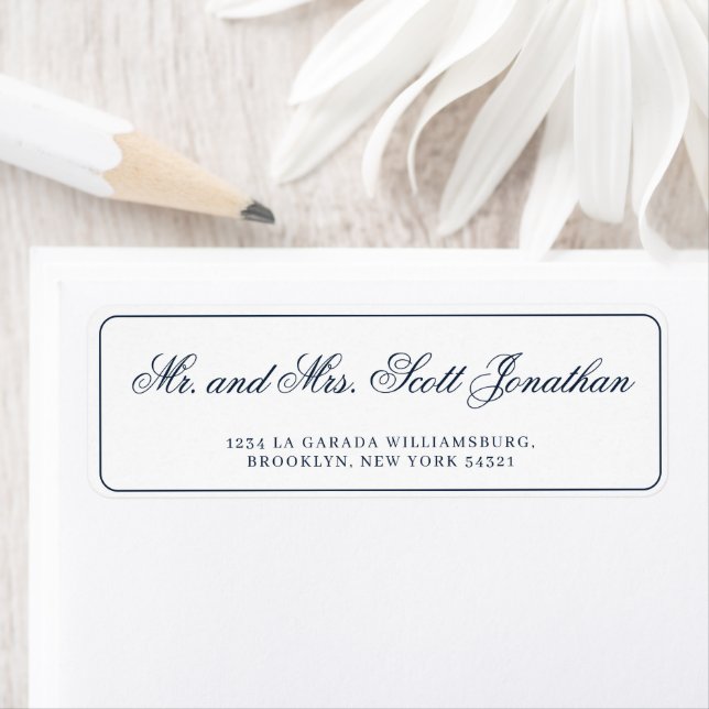 Classic Navy Blue Elegant Calligraphy Simple Label (Insitu)