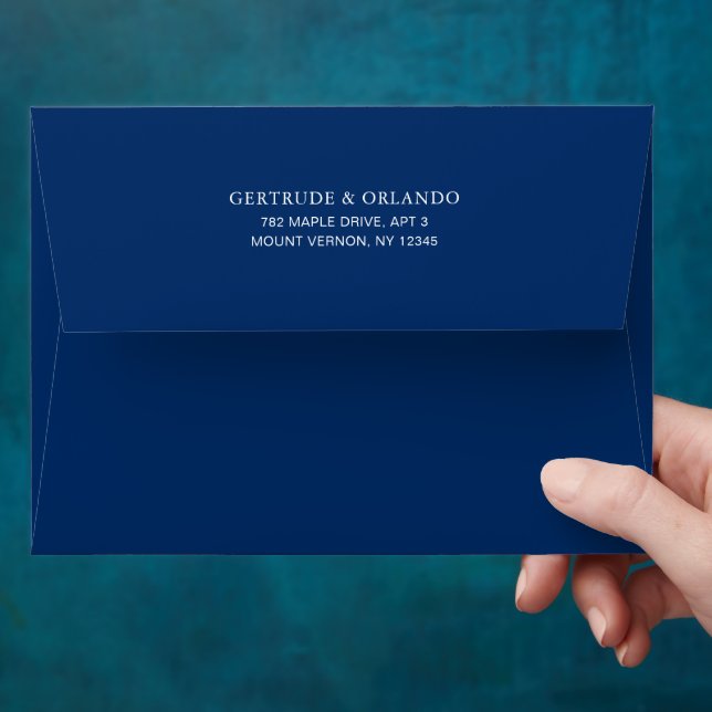 Classic Navy Blue Elegant Wedding Envelope (Hand)