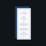 Classic Navy Blue Elegant Wedding Menu<br><div class="desc">Classic style dusty blue wedding menu featuring a simple and minimal design with your monogram, names and wedding date at the top along with your menu surrounded by a double border. The fonts alternate between and elegant script, a traditional serif and minimalist sans serif fonts. This menu is great for...</div>