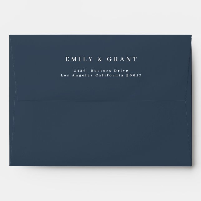 Classic Navy Blue Elegant White Wedding Envelope (Back (Top Flap))