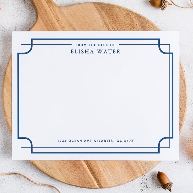 Classic Navy Blue Frame Stationery Note Card (Creator Uploaded)