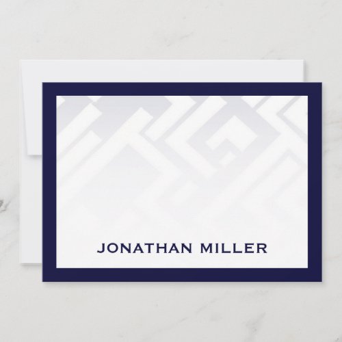 Classic Navy Blue Framed Geometric Flat Notecard