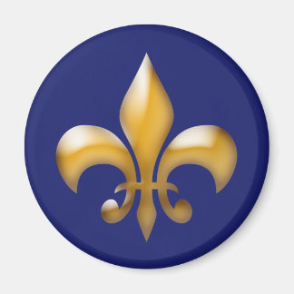 Classic Navy Blue Gold Fleur de Lis Magnet