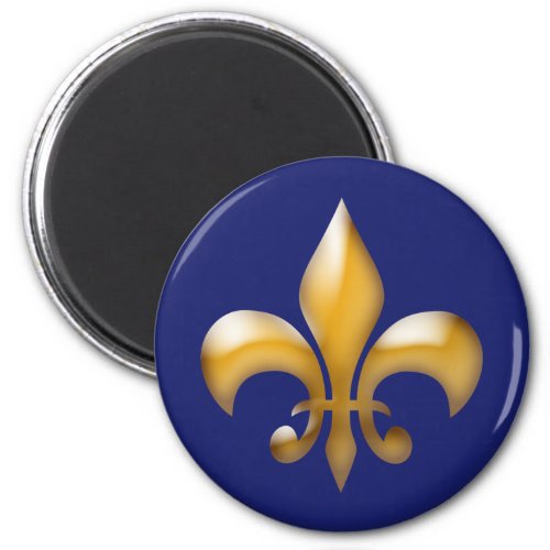 Classic Navy Blue Gold Fleur de Lis Magnet