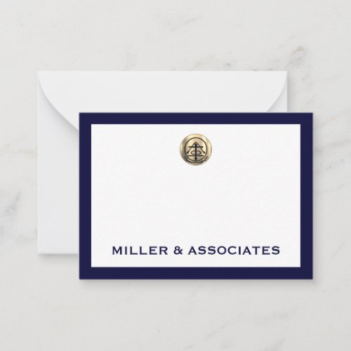 Classic Navy Blue Gold Logo Note Card