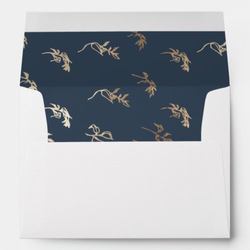 classic navy blue gold motif return address envelope