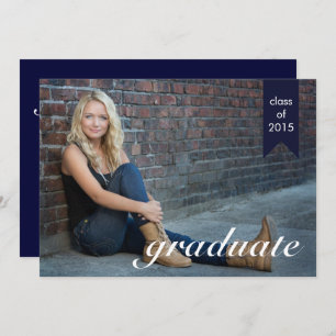 Classic Navy Blue Graduation Announcement - Invite