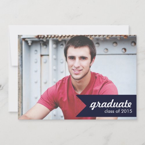 Classic Navy Blue Graduation Announcement - Invite