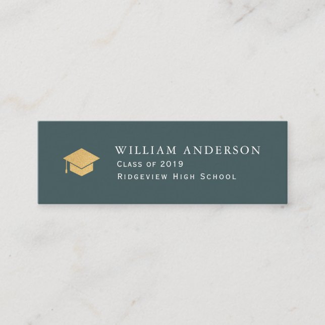 Classic Navy Blue Graduation Insert Name Card (Front)