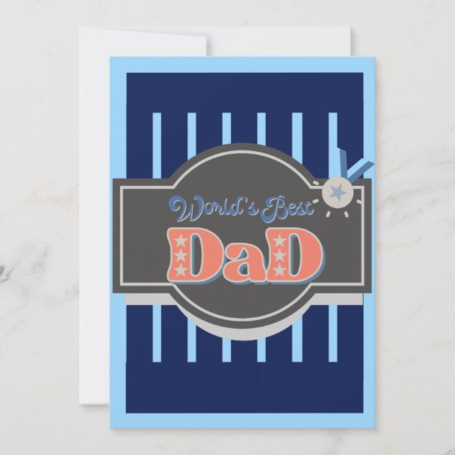 Classic Navy Blue Grey World's Best Dad  Holiday Card (Front)