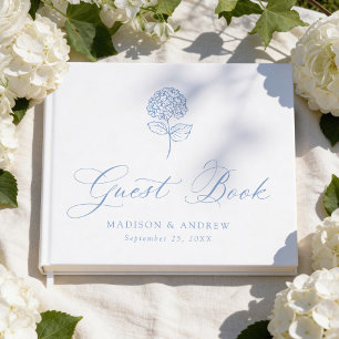Classic Navy Blue Hydrangea Wedding Guest Book