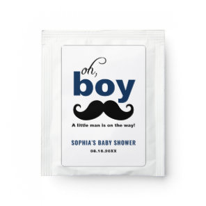 Classic Navy Blue It's a Boy Mustache Baby Shower Tea Bag Drink Mix