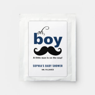 Classic Navy Blue It's a Boy Mustache Baby Shower Tea Bag Drink Mix