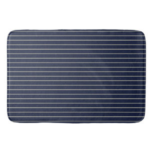 Classic Navy Blue Ivory Pinstripes  Bath Mat